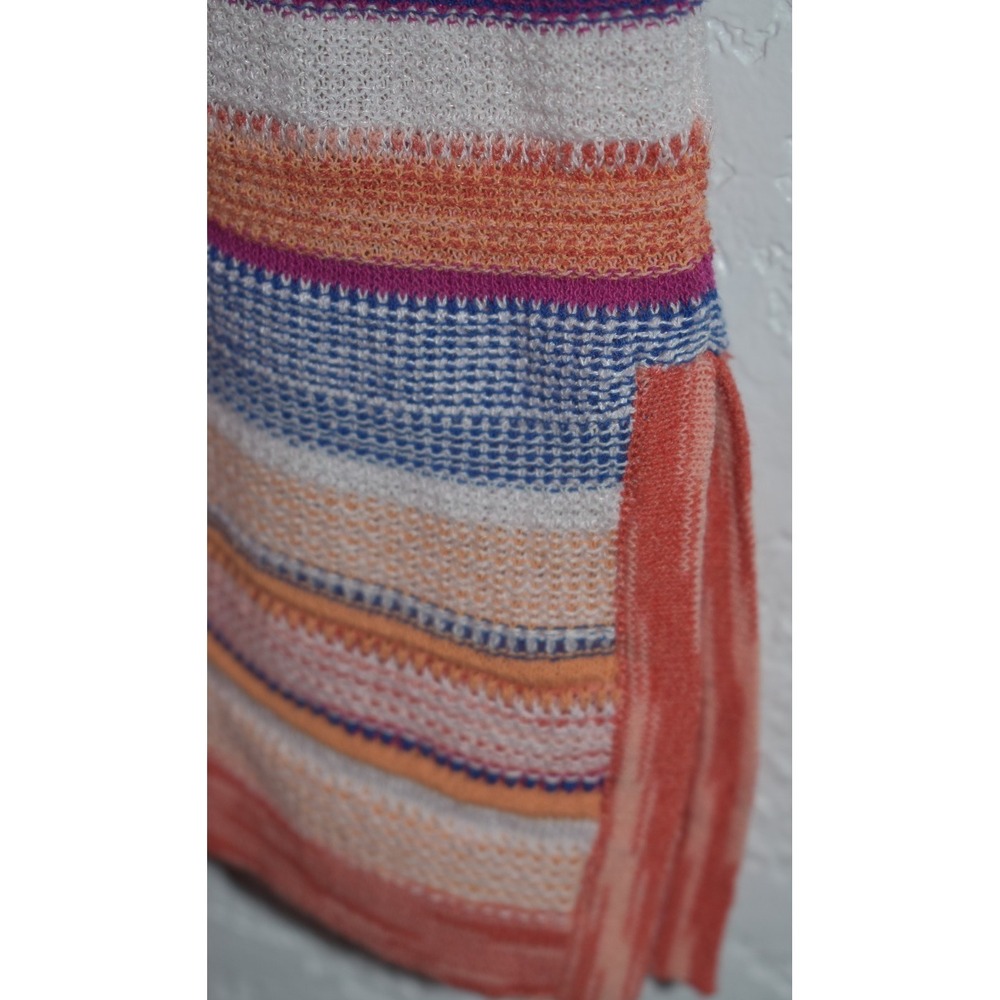 Chicos Linen Blend Top 1/Medium Colorful Stripes V-Neck 3/4 Sleeves Lightweight - Picture 14 of 16